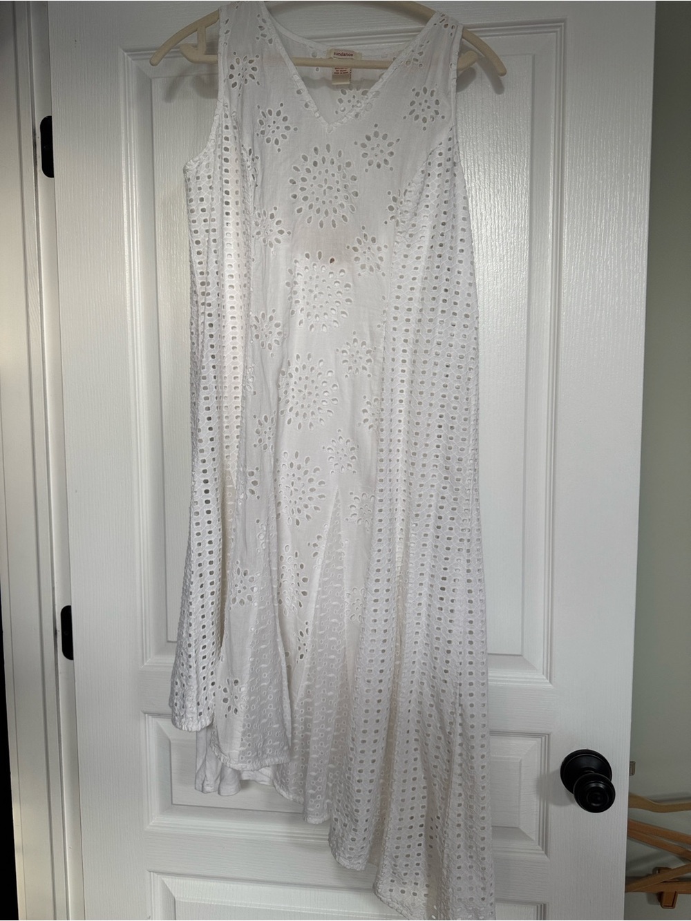 Sundance White Eyelet asymmetrical Midi  Dress